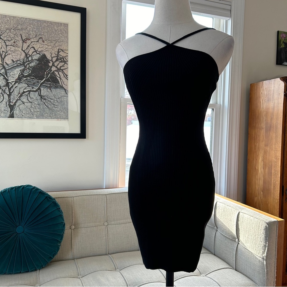 Anna Quan Tanesha Black Knit Ribbed Dress